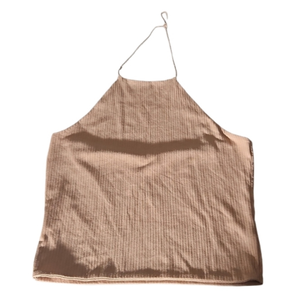 Me to We Shirt Halter Top Womens Size M Tan Ribbed